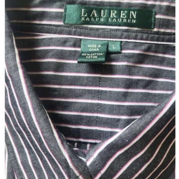 Lauren Ralph Lauren Men's Gray Button Down Pinstripe Long Sleeve Shirt Size L - Picture 7 of 7